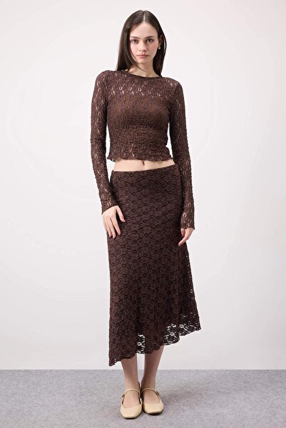 DeFacto Μακρυμάνικη μπλούζα με δαντέλα με λαιμόκοψη E4930AX25SP