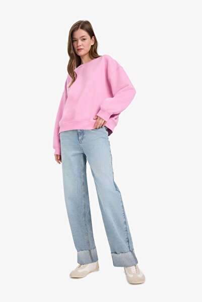 DeFacto Cool Oversize Wide Fit Crew Neck Χοντρό Basic Απλό Φούτερ A4177AX24WN