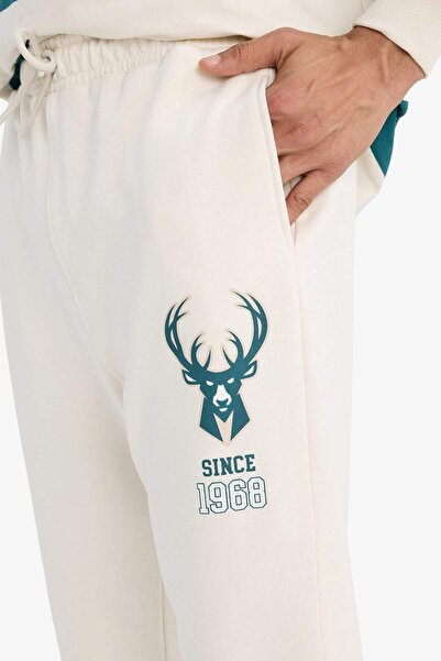 DeFacto DeFactoFit NBA Milwaukee Bucks Standard Fit Φούτερ με ελαστικό λουράκι με τσέπες E8980AX25AU
