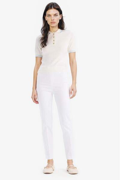 DeFacto Slim Fit Slim Fit Polo Neck Basic Solid Knitwear Short Sleeve Sweater E5038Ax25Sp