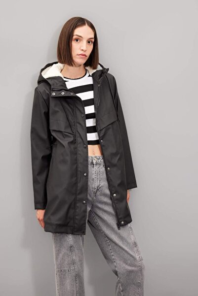 DeFacto Αδιάβροχο αδιάβροχο με κουκούλα Regular Fit με επένδυση από ψεύτικη γούνα