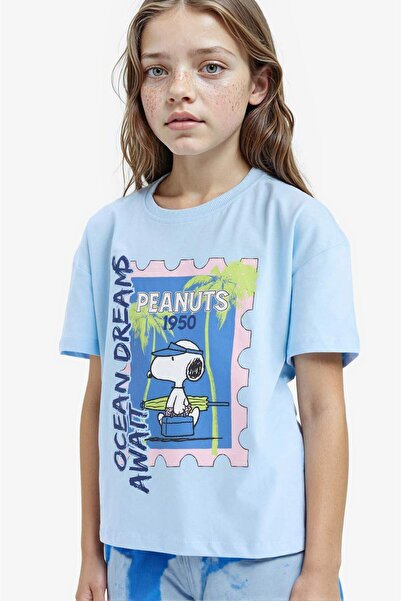 DeFacto Κοντομάνικο μπλουζάκι για κορίτσια Snoopy Relax Fit Crew Neck E8159A8...