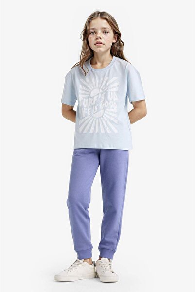 DeFacto Κοριτσίστικο Standard Fit Basic Απλό Ελαστικό Σχολικό Jogger Φούτερ Y1226A625AU