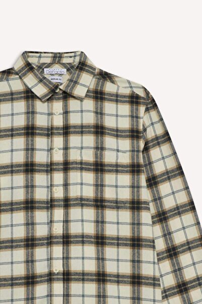 DeFacto Регулярний крій, поло, картата бавовняна сорочка з довгими рукавами E8152AX25AU