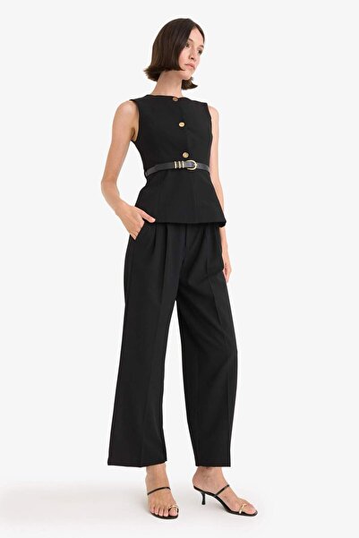 DeFacto Wide Leg Fabric Palazzo Pants Regular Waist Wide Leg E7241Ax25Sp