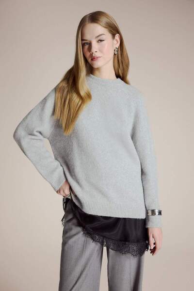 DeFacto Wool Blend Crew Neck Thick Knit Sweater G1396Ax25Wn