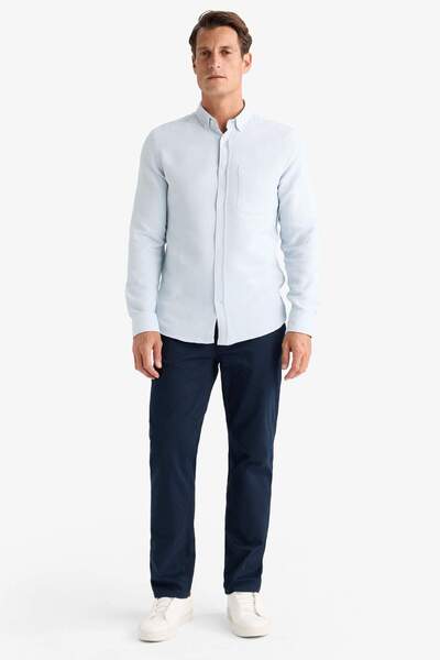 DeFacto Póló nyakú, vékony szabású texturált ing - hosszú ujjú T2066AZ24AU