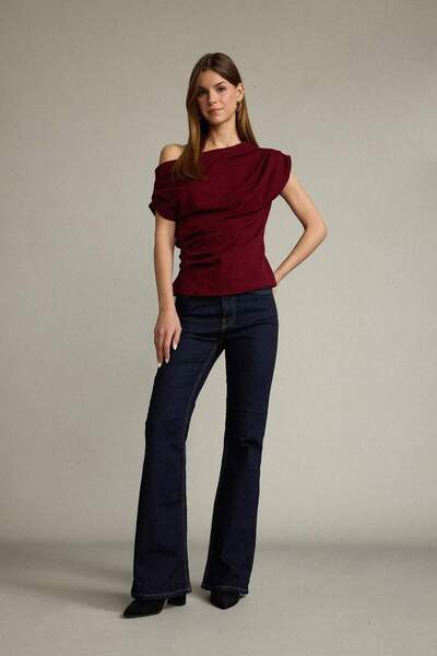 DeFacto Εφαρμοσμένη Basic μονόχρωμη μπλούζα με έναν ώμο F8993AX25SM