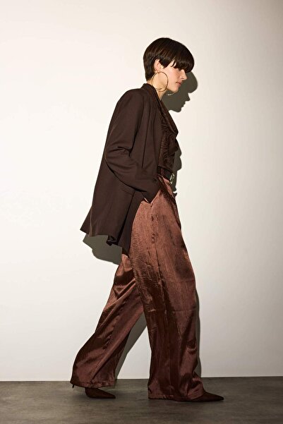 DeFacto Wide Leg Wide Leg Ankle Length Satin Trousers G2936Ax25Au