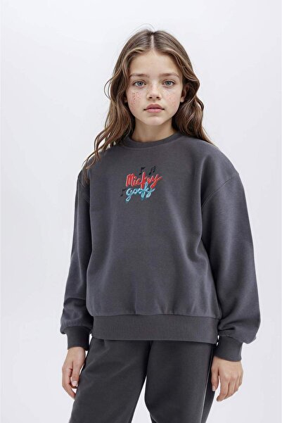 DeFacto Kız Çocuk Disney Mickey Mouse &Friends Oversize Geniş Kalıp Kapüşonlu...