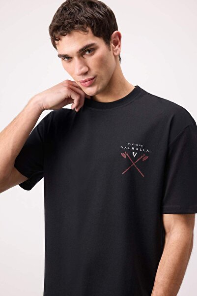 DeFacto Άνετο μπλουζάκι ποδηλασίας Vikings Valhalla Boxy Fit κοντά μανίκια