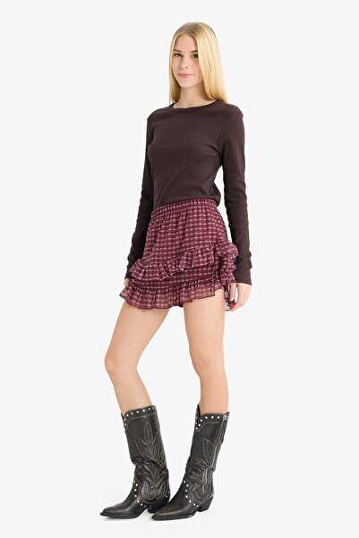 DeFacto Coool Checkered Regular Waist Combed Cotton Lining Tulle Mini Skirt G3014Ax25Wn