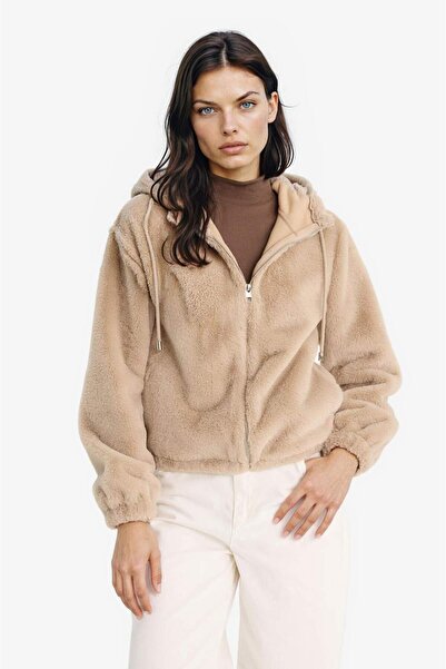 DeFacto Regular Fit Fleece Lined Hooded Zippered Faux Fur Jacket F2148Ax25Wn