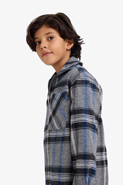 DeFacto Jachetă de flanel cu fermoar cu model în carouri pentru băiat G3295A825WN