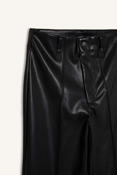 DeFacto Wide Leg Zippered Long Leather Pants G0140Ax25Au