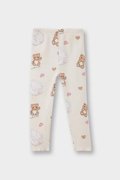 DeFacto Set pijamale fetiță Urs cu imprimeu mâneci lungi material reiat tricotaj cu striații Top lung F7537A525AU