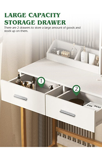 Ammar Space Dressing Table Makeup Vanity Desk with Drawer Storage 80x40x80 cm