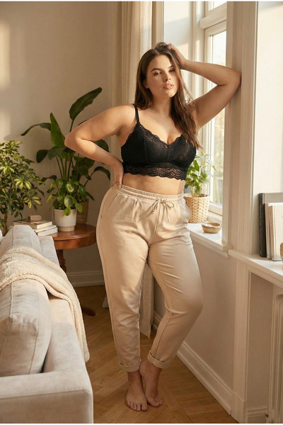 Bravie Φούτερ μεγάλου μεγέθους με διπλό πόδι μπεζ 2020