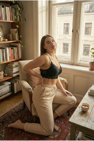 Bravie Φούτερ μεγάλου μεγέθους με διπλό πόδι μπεζ 2020