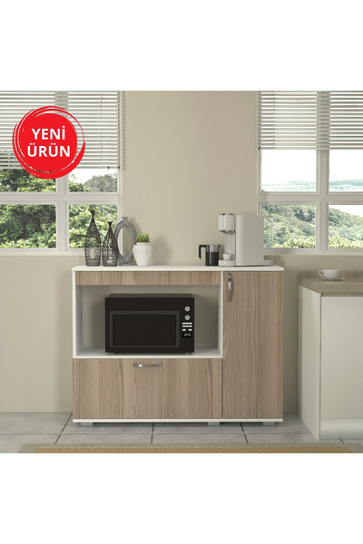 Dekorister Charlotta Çok Amaçlı Dolap Mikro Dalga Dolabı Beyaz-cordoba