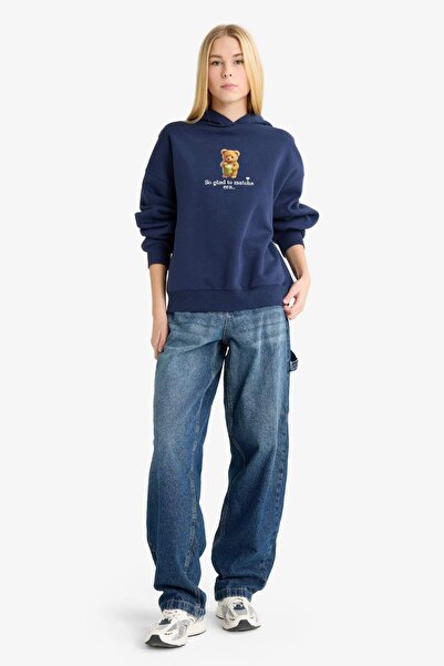 DeFacto Coool Overshirt Fit Kapuzen-Sweatshirt aus bedrucktem, dickem Stoff G0179AX25WN