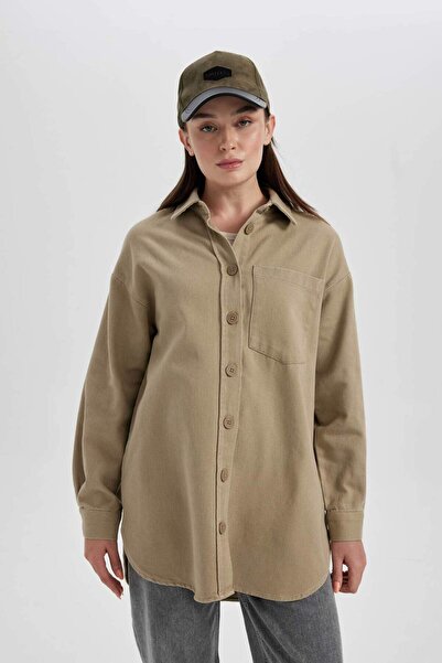 DeFacto Relax Fit Basic μακρυμάνικο πουκάμισο από γκαμπαρντίνα A6474AX23AU