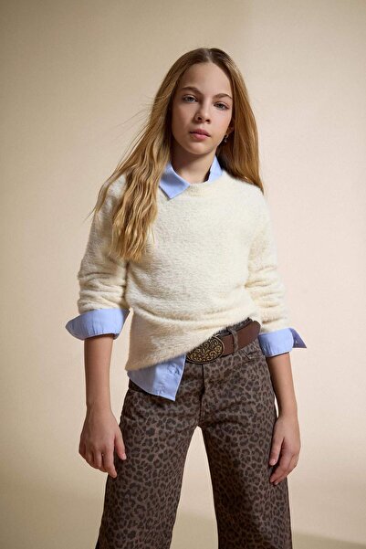 DeFacto Πλεκτό πουλόβερ για κορίτσια με λαιμόκοψη με απαλή υφή Y2640a624wn