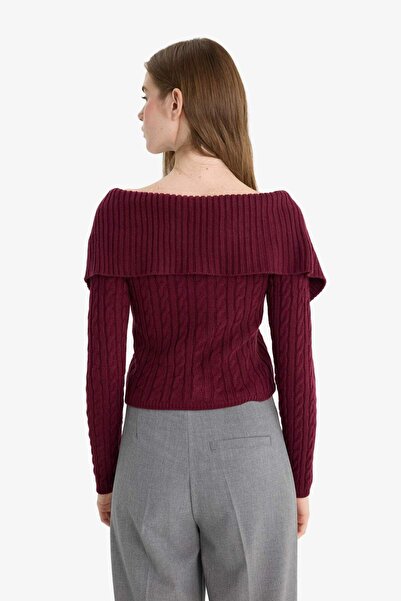 DeFacto Regular Fit Open Shoulder Zippered Knitwear Cardigan E8263Ax25Wn