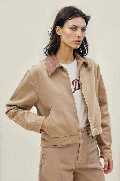 DeFacto Regular Fit Baumwolljacke mit kontrastierendem Kragen und Taschen E6260AX25SP