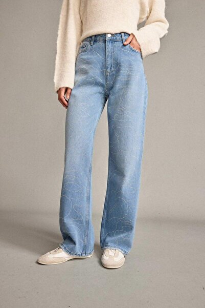 DeFacto Baggy Fit High Waist Straight Leg Jean Pants G0586Ax25Sm