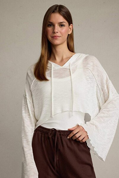 DeFacto Crop-Cardigan aus Baumwolle mit Kapuze und langen Ärmeln G1589AX25SM