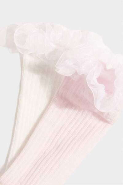 DeFacto Baby-Mädchen-Kniestrümpfe aus Baumwolle mit rutschfester Sohle, 2er-Pack, F6724A5NS