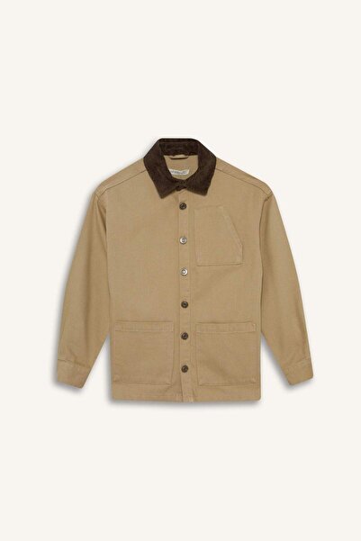 DeFacto Αγόρι Oversize Wide Fit Polo Collar Gabardine Μακρυμάνικο Σχολικό Πουκάμισο F2482A825AU