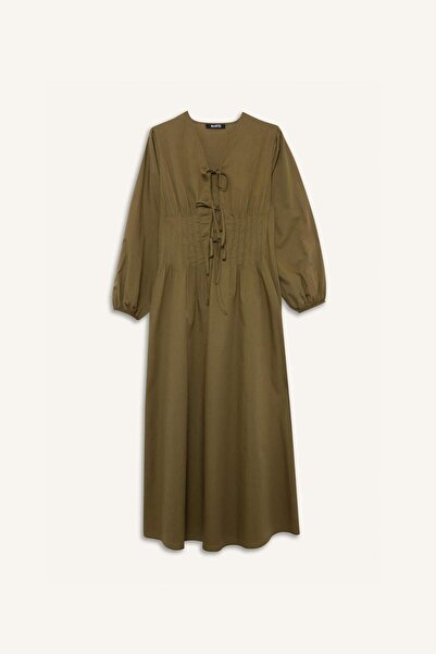 DeFacto Μακρυμάνικο φόρεμα με λαιμόκοψη σε σχήμα V με δέσιμο μπροστά G0015AX25AU