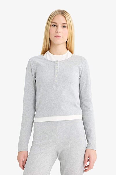 DeFacto Coool Halter Neck Ribana Long Sleeve T-Shirt F9352Ax25Au