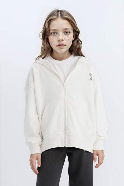 DeFacto Dívčí oversize široká mikina s kapucí a potiskem na zip D6497A8NS