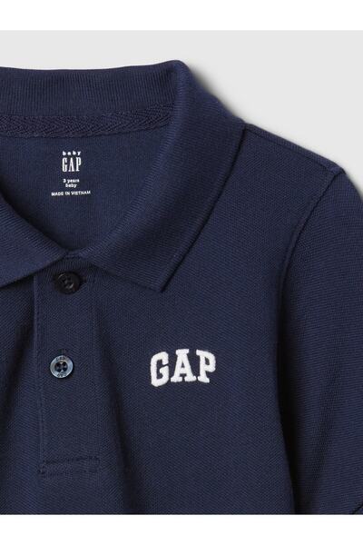 GAP Baby Boy Navy Blue Logo Polo Neck T-Shirt