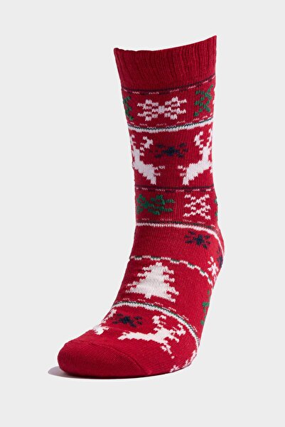 DeFacto Мъжки новогодишни тематични дълги памучни чорапи, 2 чифта G3909AXNS