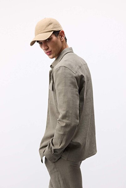 DeFacto Βαμβακερό μακρυμάνικο πουκάμισο με κανονική εφαρμογή D6149AX25SP