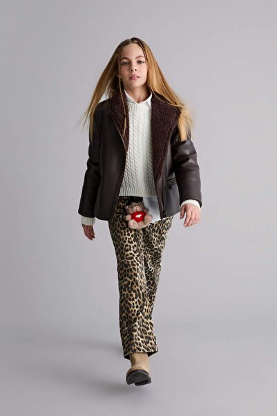 DeFacto Girl's Plush Lining Zippered Pocket Coat E7964A825Au