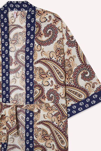 DeFacto Regular Fit Belted Ethnic Patterned Cotton Kimono-Fall in Love D0456Ax25Sp