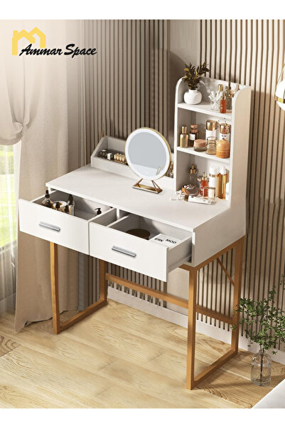 Ammar Space Dressing Table Makeup Vanity Desk with Drawer Storage 80x40x80 cm