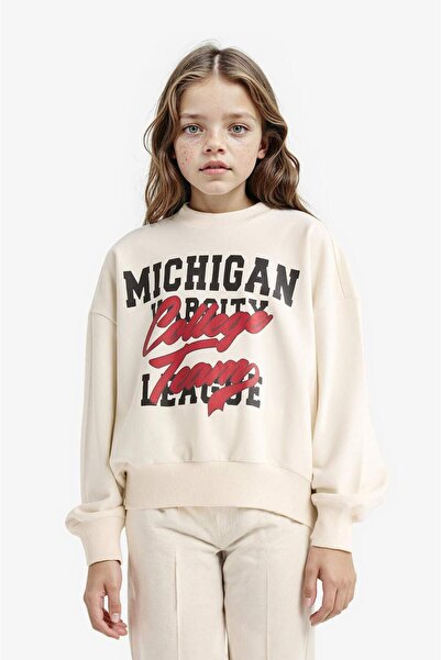 DeFacto 2-teiliges Set für Mädchen, bedrucktes Sweatshirt, Jogginghose, F2564A825AU