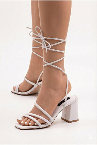Gate Αφαιρούμενο κορδόνι Μπορείτε να χρησιμοποιήσετε σανδάλια ή παντόφλες Γυναικεία σανδάλια με επένδυση από γνήσιο δέρμα - Λευκό