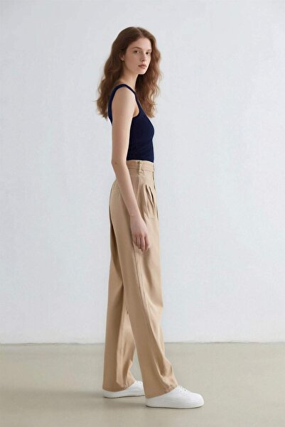 DeFacto High Waist Wide Leg Cool Gabardine Trousers - E1794Ax25Sp