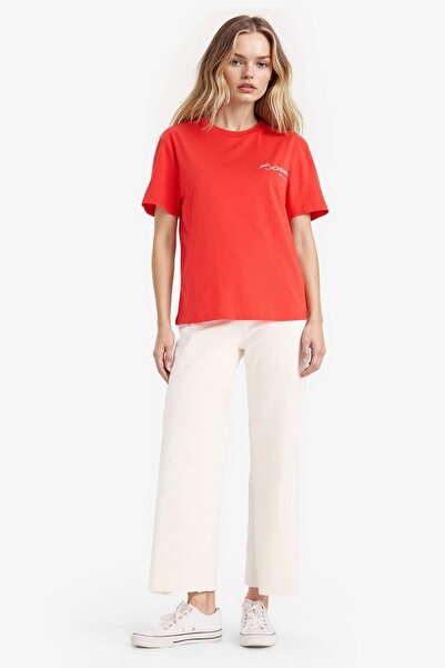 DeFacto Regular Fit Crew Neck Atatürk Bedrucktes Kurzarm-T-Shirt F6033AX25SM