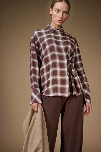 DeFacto Cămașă cu mânecă lungă în carouri din țesătură lurex cu potrivire normală G1127AX25AU