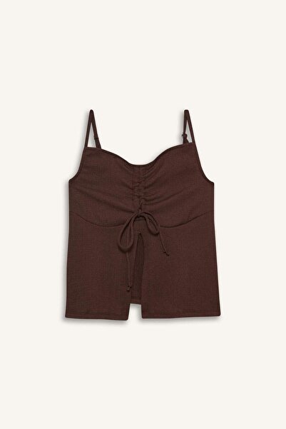 DeFacto A-Line V-Neck Thin Strap Front Tie-Up Blouse F1913Ax25Sm