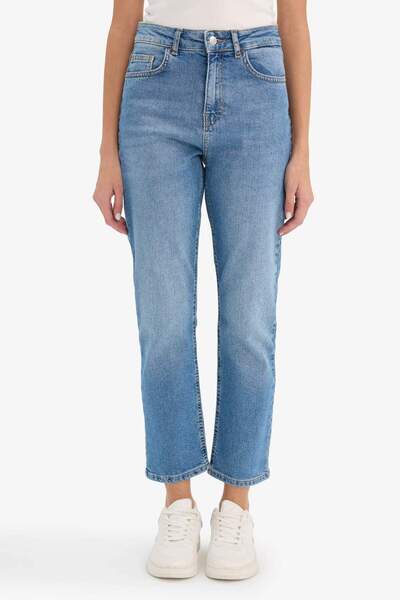 DeFacto Mary Vintage egyenes szabású, magas derekú, bokáig érő farmer mosott nadrág F3094AX25WN