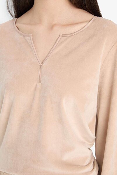 DeFacto Σετ πιτζάμες Regular Fit Μακρυμάνικο Velur Top Long Bottom-Fall in Love A3356AX25AU